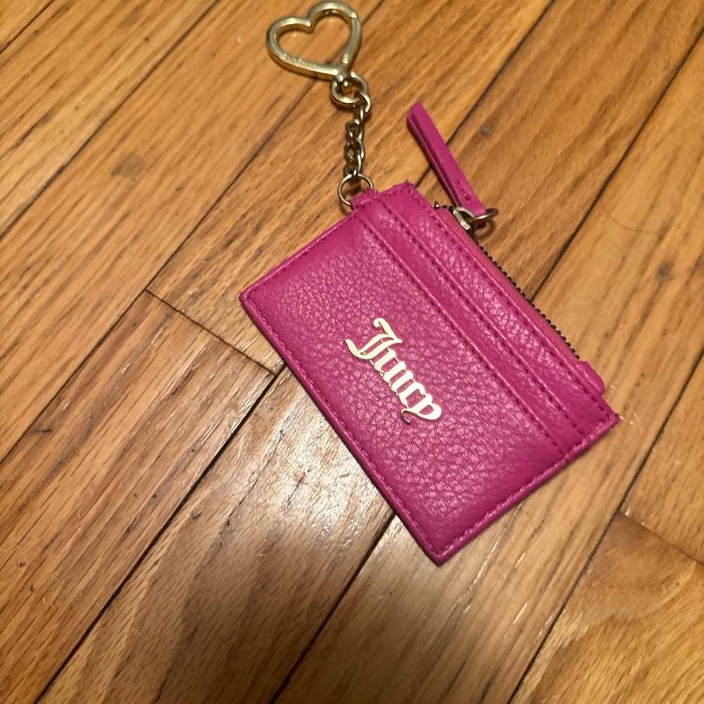 Juicy Couture Fuchsia Card Holder with Heart Keychain